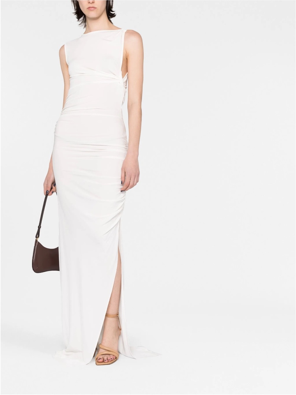 Christopher Esber Cream Side-Slit Sleeveless Maxi Dress
